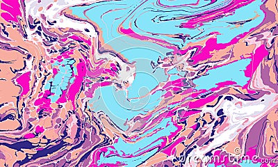 Trendy paints abstraction with bubbles and marble effect. Vector Illustration