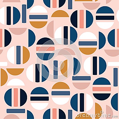 Trendy Pastel modern half of circle and geometric seamless pattern vector design for fashion,fabric,wallpaper, and all prints Stock Photo