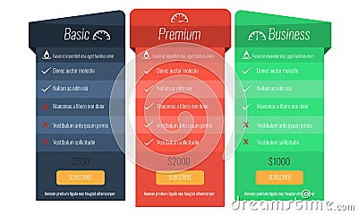 Trendy price list and offer columns. Flat vector. Vector Illustration