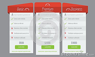 Trendy price list and offer columns. Flat vector. Vector Illustration