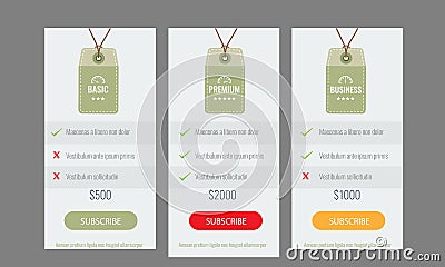 Trendy price list and offer columns. Flat vector. Vector Illustration