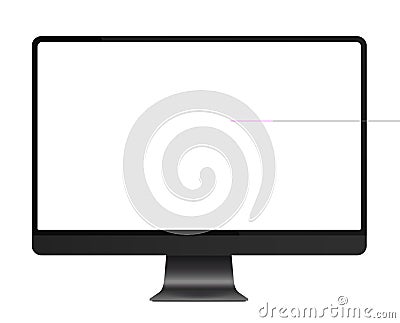 Trendy realistic thin frame monitor mock up with blank white screen isolated. Vector Illustration