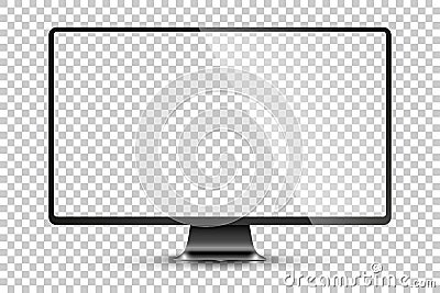 Trendy realistic thin frame monitor mock up with blank white screen isolated. PNG Vector Illustration