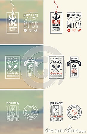 Trendy Retro Vintage Insignias Set Vector Illustration