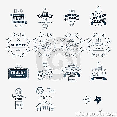 Trendy Retro Vintage Insignias Set Vector Illustration