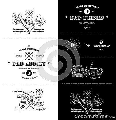 Trendy Retro Vintage Insignias - tattoo Badges - dot work Vector Illustration
