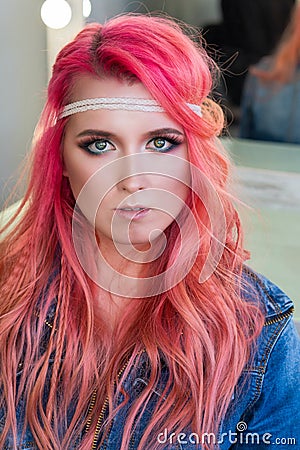 Trendy rich color hair Stock Photo