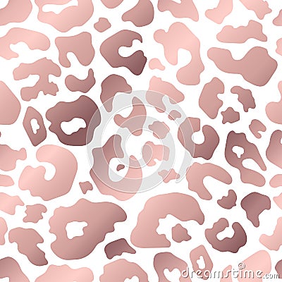 Trendy rose gold leopard skin abstract seamless pattern. Vector wild animal cheetah golden metallic pink texture on Vector Illustration