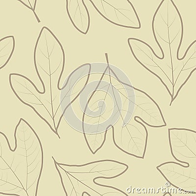 Trendy seamless graphic ditsy pattern design of hand drawn sassafras leaves. Artistic vector foliage background Vector Illustration