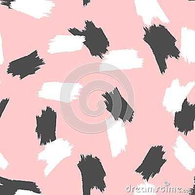 Trendy seamless pattern with colored brush strokes. Grunge, sketch, graffiti, watercolor, paint. Vector Illustration