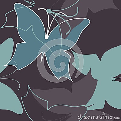 Trendy seamless pattern with cute butterflies silhouettes Vector Illustration