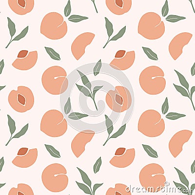 Trendy seamless pattern with peaches. Abstract peach fruits. Vector Illustration