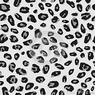 Snow leopard seamless pattern. Black and white animal jaguar skin background. Vector Vector Illustration