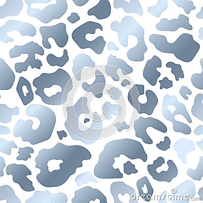 Trendy silver leopard abstract seamless pattern. Vector Wild animal cheetah skin chrome metallic shiny texture on white background Vector Illustration