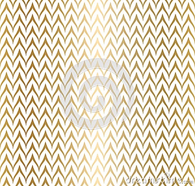 Trendy simple seamless zig zag golden geometric pattern on white background, vector illustration. Wrapping paper zigzag graphic Vector Illustration