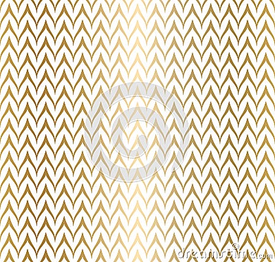 Trendy simple seamless zig zag golden geometric pattern on white background, vector illustration. Wrapping paper zigzag graphic Vector Illustration