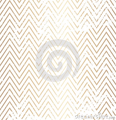 Trendy simple zig zag golden distressed geometric pattern on white background, vector illustration. Wrapping paper zigzag graphic Vector Illustration