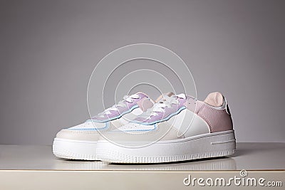 Trendy sneakers. fashion shoes still life. gumshoes Stock Photo