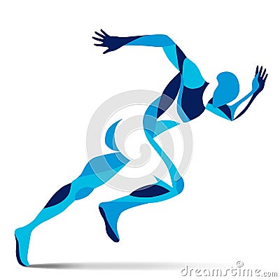 Trendy stylized illustration movement, running man, line vector silhouette of Vector Illustration