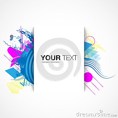 Trendy text box design with colorful abstract background Vector Illustration