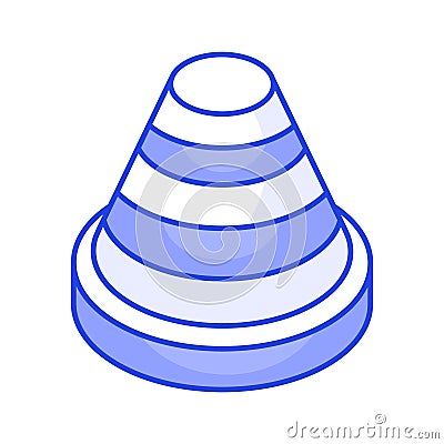 Trendy unique isometric vector of traffic cone, modern icon of road cone Vector Illustration