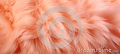 Trendy vibrant Peach fur texture. Fashionable color. Dyed animal fur. Concept of Softness, Comfort and Luxury. Can be Stock Photo