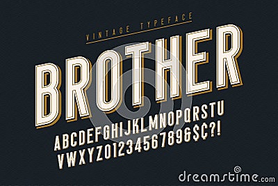 Trendy vintage display font design, alphabet, typeface Vector Illustration