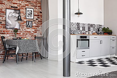 Kitchen interior with elegant wooden cupboards and kitchen accessories Stock Photo