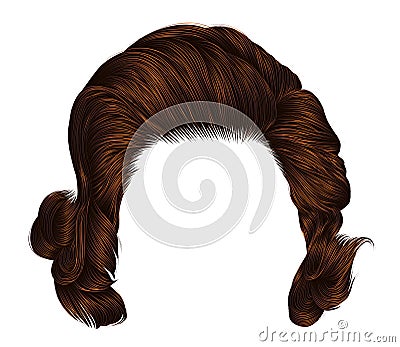 Trendy woman curly ginger color . medium length . Stock Photo