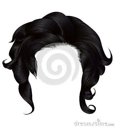 Trendy woman curly hairs black brunette color . Vector Illustration