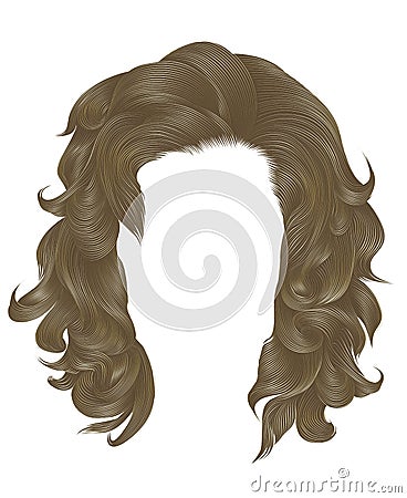 Trendy woman curly hairs blond color . Stock Photo