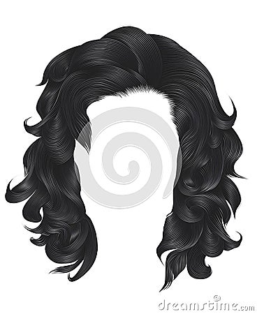 Trendy woman curly hairs blond gray color . medium length . bea Stock Photo