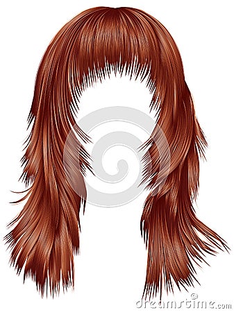 Trendy woman long hairs red copper colors . beauty fashion . Stock Photo
