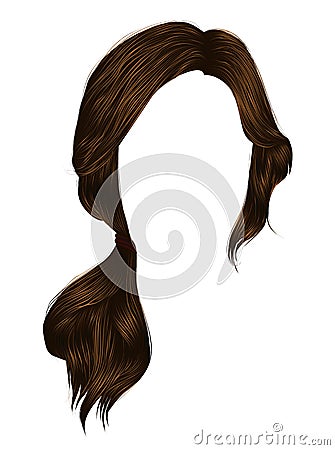 Trendy women hairs brunette brown colour .tail . fashion beauty style Stock Photo