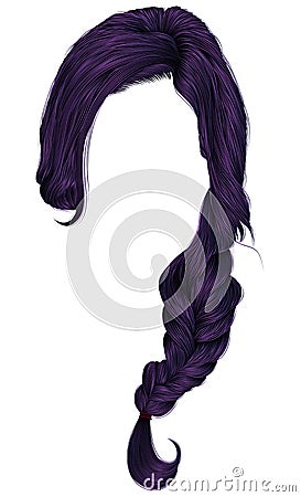 Trendy women hairs purple . plait . fashion beauty style . Stock Photo