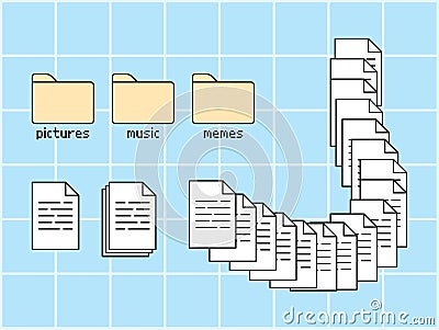 Trendy Y2k Icons Of Folders And Documents Set. Old Computer Aesthetic, Retro User Interface Nostalgic Buttons Vector Illustration