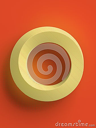 Trendy yellow mobius ring geometric figure on orange background. 3d rendering abstract geometric pattern Stock Photo