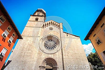 Trento cathedral rose window italy landmarks - Trentino monument Stock Photo