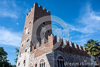 Trento, Trentino, Italy, June 2021. Nice image of the Vanga tower. Made of stone and red bricks, today it houses the museum of the Stock Photo