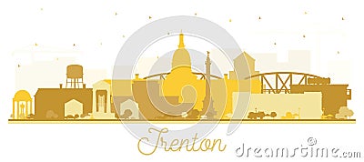 Trenton New Jersey City Skyline Silhouette with Golden Buildings Isolated on White Stock Photo