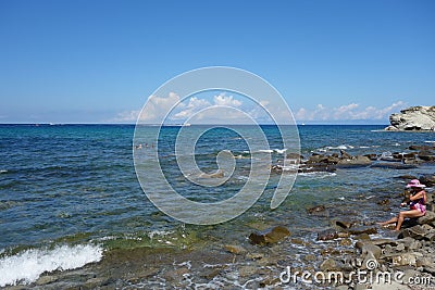 Trentova bay on the Cilentan coast, Italy Editorial Stock Photo