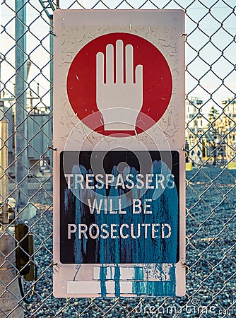 Trespassers Will Be Prosecuted Sign Stock Photo