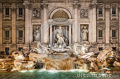 The Trevi Fountain by night Stock Photo