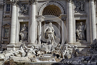 The Trevi Fountain, Oceanus, hippocamp Stock Photo