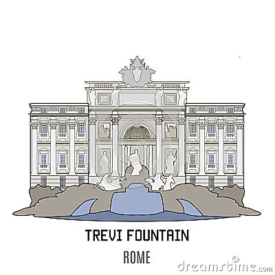Trevi Fountain, Rome Vector Illustration