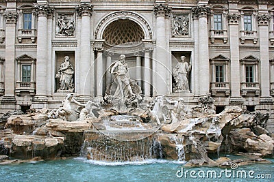 Trevi Fountain with Statue Group in Rome Stock Photo