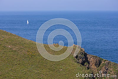 Yacht off Trevose Head in Cornwall on June 15, 2023 Editorial Stock Photo