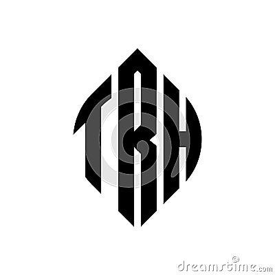 TRH circle letter logo design with circle and ellipse shape. TRH ellipse letters with typographic style. The three initials form a Vector Illustration