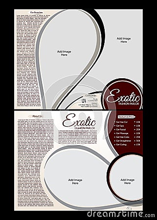 Tri fold Exotic Parlor Brochure Template Vector Illustration