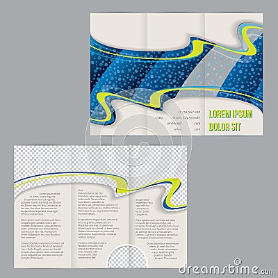 Tri-fold flyer brochure template with waterdrop image Vector Illustration